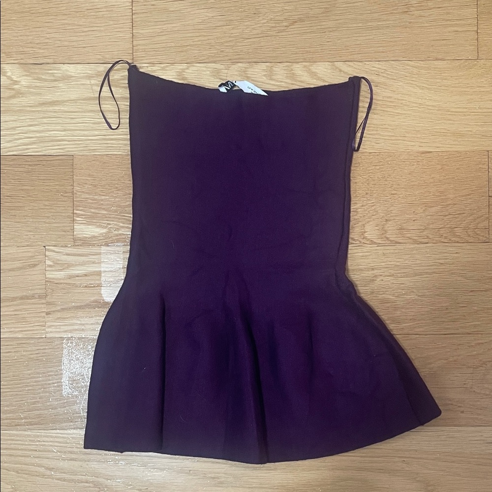 Zara Strapless Plum Peplum Knit Top